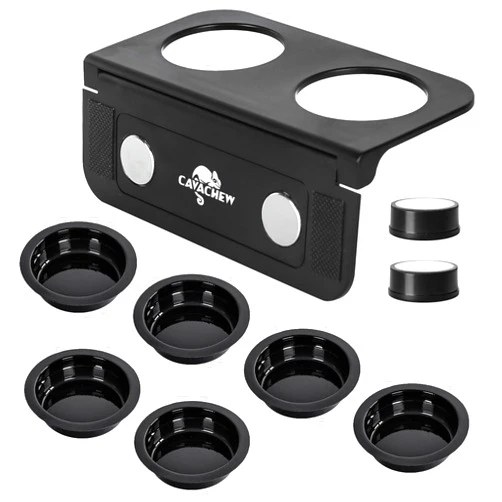 CAVACHEW Magnetic Gecko Feeding Ledge, ABS Foldable Reptile Feeder Ledge with 6pcs Plastics Cups, 2 in 1 Reptile Food Water Dish, Terrarium Bowl for Chameleon Iguana, Strong Magnets, Easy to Clean