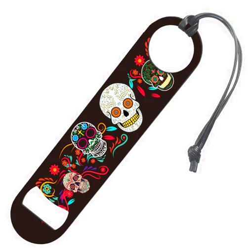 TRCENDE Sugar Skull Bottle Opener, Dia De Los Muertos Day of the Dead Decor Stainless Steel Bottle Opener Flat Bartender Speed Bar Key Bottle Opener for Bartenders