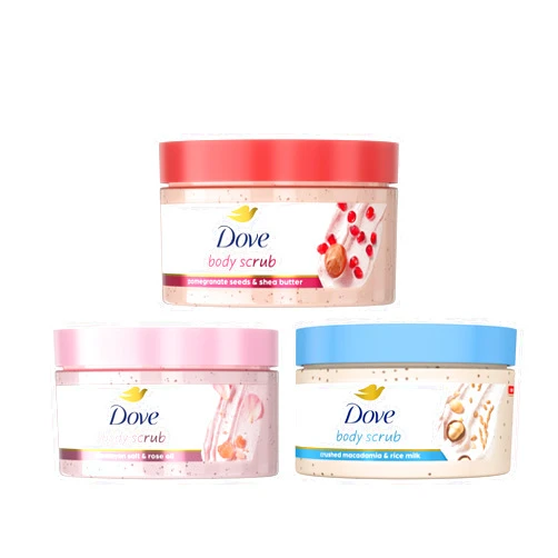 Dove Mixed Body Scub Trial Pack 3 Pack for Women for Visibly Silky-Smooth, Nourished Skin 3.5 oz