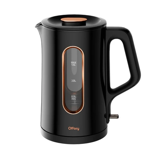 Offacy Electric Kettle, Tea Kettle Pot, Double Wall Glass Inner 1.5L/1200W, Hot Water Kettle Teapot Boiler & Heater with Automatic Shut Off, BPA-Free & LED Indicator Lights, Black