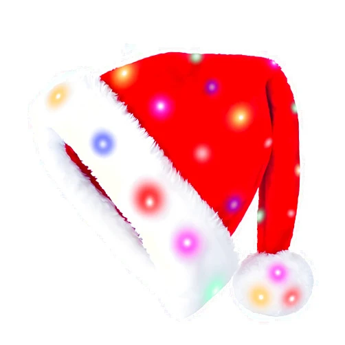 JVUZIQ Santa Hat Light Up Christmas Hats Adults for Women Men,Red Unisex Velvet Comfort Xmas Party Holiday New Year Headwear