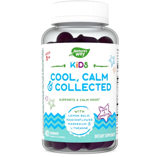 Nature's Way Kids Cool, Calm & Collected Gummies for Ages 8 and Over, Grape Flavored, 40 Gummies