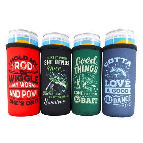 AWESOMETIVITY Funny Fishing Coolies for Men - Fishing Essentials Gifts for Men, Fun Dad Gifts for Fishermen Who Have Everything or Want Nothing, 12 oz Tall Skinny Can Coolie Insulated Sleeve, Funny Slim Can Cooler