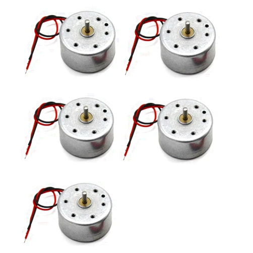 UCCKEYI RF-300CA RC-300 DC 3V 5V 6V 10300RPM 24mm Round Electric Motor 2mm Shaft (5Pcs 300 Motor with Wire (Shaft Length 11mm))