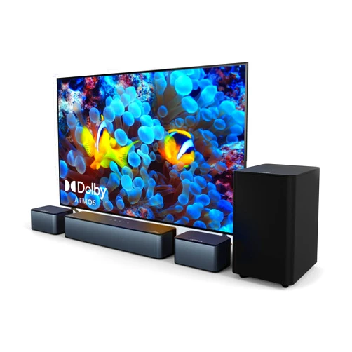 ULTIMEA 5.1 Sound Bar with Dolby Atmos, 410W Surround Sound System for TV, 3D Sound Bars for Smart TV with Subwoofer, Adjustable Surround and Bass, Home Audio Soundbars for TV, HDMI eARC, Poseidon D60