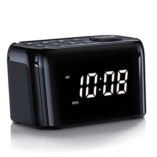 Welgo Small Dual Alarm Clock Radio with Weekday/Weekend, 0-100% Dimmer, 7 Adjustable Volume Sounds, FM Radio with Sleep Timer for Bedroom