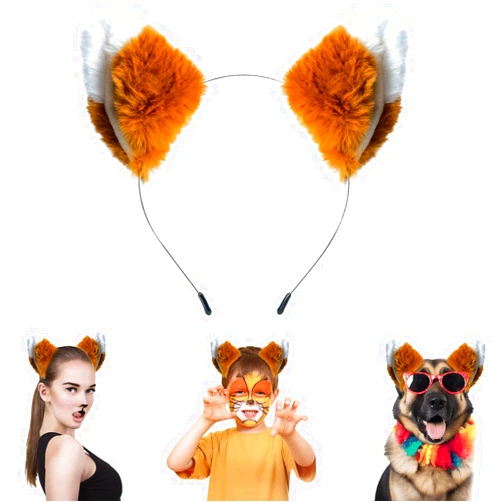 SIOTMERA Fox Ears Headband Furry Realistic Animal Hairband for Party Cosplay Dress up Halloween Costume Makeup Washing Face Adults