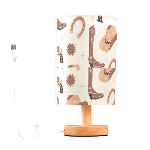 Vozoza Western Boho Hat Boots LED Table Lamp with USB Port Night Light Bedroom Lamps for Nightstand Living Room Dorm Home Office Desk
