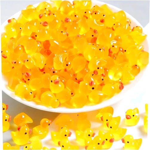 Dsooldre 100 Pcs Luminous Mini Duck Tiny Resin Duck Little Duck Figurines Bulk for Dollhouse Ornament Micro Garden Landscape Hide and Seek Prank Toys DIY Adorable Party Toys Crafts Decor