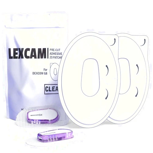 Lexcam Dexcom G6 Adhesive Patches, Pack of 20, Lexcam Waterproof CGM Overpatch, Color Clear, Sensor is NOT Included