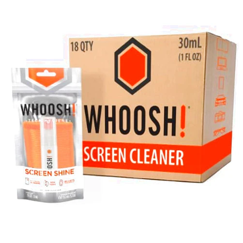 WHOOSH! Screen Cleaner Spray and Wipe [Set of 18] - 1 fl oz + 1 Microfiber Cleaning Cloth - Travel Size Lens Cleaner for Car, Laptop, iPad, MacBook, Phone, Watch, Eyeglass - Electronic Cleaner Kit