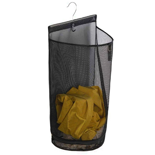ALYER Hanging Semi Round Storage Mesh Bag,Collapsible Laundry Hamper Basket with Durable Hanger (Black)