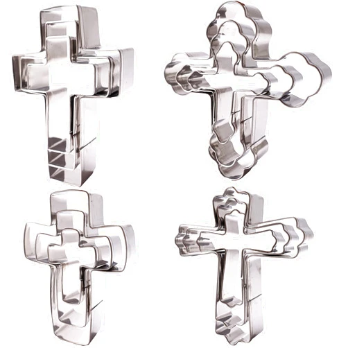 Magigift Cross Cookie Cutter Set - 12 Piece - 4 Different Cross Shapes Stainless Steel Cookie Cutters Mold for Fondant and Biscuit