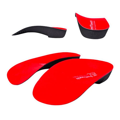 FEETTOUCH Arch Support Orthotics Metatarsal Pads Orthopedic Inserts for Morton's Neuroma,Ball of Foot Pain Relief Memory Foam Insoles with Poron Heel Cushion (Red, Men5-5.5/Women7-7.5)