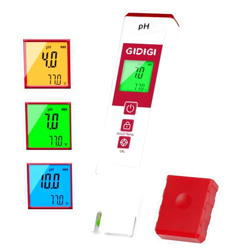 GIDIGI pH Meter for Water with Color Display pH Test Strip Function Pro Digital pH Level Tester ATC pH Calibration Kits Water Quality Tester for Pool Spa Hot Tub Hydroponics Aquarium Drinking Water
