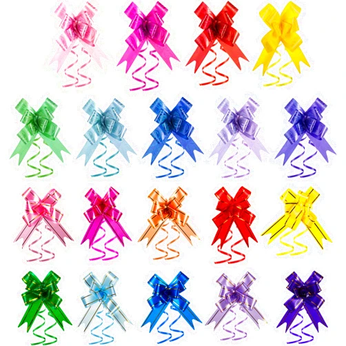 Syhood 200 Pieces Assorted Colors Christmas Ribbon Pull Bow Present Basket String Wrapping Bows for Christmas New Year Thanksgiving Birthday Wedding Party Ornament