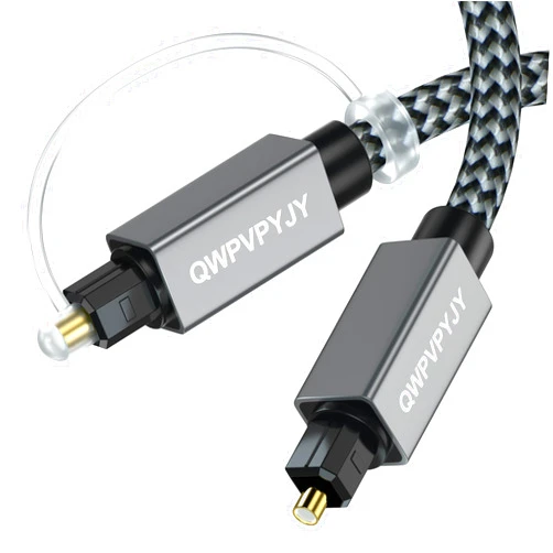 QWPVPYJY Optical Audio Cable, 6 Feet/1.8M Digital Optical Audio Cable, Optical Cable for Soundbar Braided Metal Jacket Fiber Optic Cable, Compatible with Sound Bar, Tv, Ps4/5, Sony, Xbox, Bose, LG