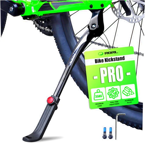 RBRL Bike Kickstand 40mm Hole Spacing, Bike Stand Aluminium Alloy Adjustable Bicycle Kickstand, Rear Side Bicycle Kick Stand for 24''-29'' Mountain Bike/Road Bike/BMX/MTB