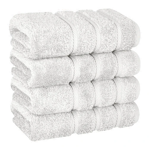 American Soft Linen Luxury Hand Towels for Bathroom, 100% Cotton Turkish 4 Piece Hand Towel Set, 600 GSM Hand Face Towels for Kitchen, Silver Grey Hand Towels