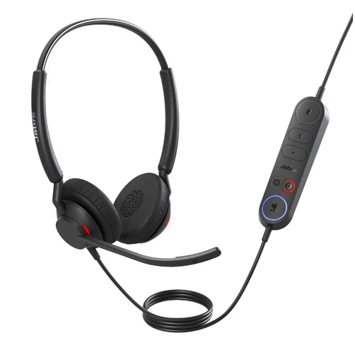 Jabra Engage 40 Wired Stereo Headset with Inline Call Control - Noise-Cancelling 2-Mic Technology, Ultra-Lightweight Design and USB-A Cable - MS Teams Certified, Works With All Other Platforms - Black