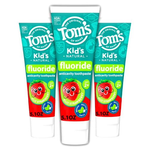 Tom's of Maine ADA Approved Fluoride Kids Toothpaste, Natural Toothpaste, Dye Free, No Artificial Preservatives, Silly Strawberry, 5.1 oz. 3-Pack (Packaging May Vary)