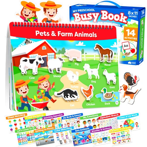 Momo & Nashi Montessori Preschool Busy Book for Toddlers Ages 3 and Up - Preassembled - Preschool Learning Activities Homeschool Montessori Toys - Gifts for 3 Year Old Boys - 4 Year Old Girl Birthday Gifts