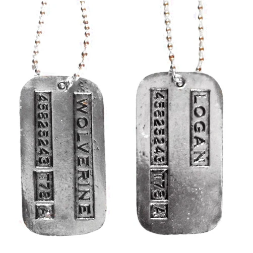 X-Men New Horizons Production Marvels X-Men Wolverine Logan's Double Sided Silvertone Dog TAG Pendant Necklace