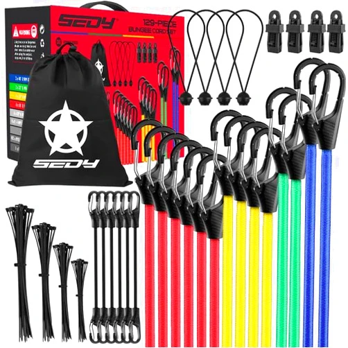 SEDY 129-piece Bungee Cords with Hooks, 18