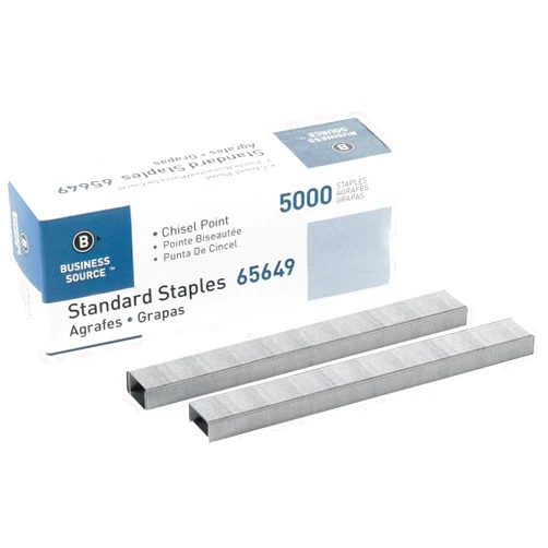 Business Source Chisel Point Standard Staples - Box of 5000 (65649), Silver