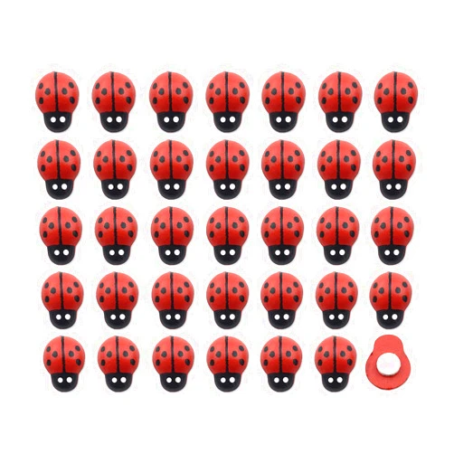 HoneyToys 180Pcs Painted Wooden Ladybug/Self Adhesive/Craft/Decorations/Home Decor/Plants 14x19mm (Wooden, Red)