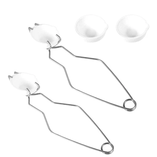 PEUTIER 6pcs Crucible Kit, with 4pcs Small Quartz Crucible and 2pcs Crucible Tongs Crucibles for Melting Metal Pottery Tools for Casting Refining Gold Silver Aluminum Copper Brass