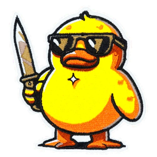 Atensils Duck Iron On Patch Duck Hold Knife Iron On or Sew On Patches Perfect for Backpacks Jeans Jackets Hats & Clothes Cute Funny Cool Embroidered Appliques Patch