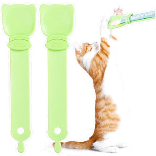 OKAMMY Cat Food Spoon for Wet Food - Multifunctional Lickable Wet Cat Treat Dispenser for Cat Liquid Snack Cat Feeding Food Storage and Easy Hanging Cat Food Feeding Spoon (2 Green)