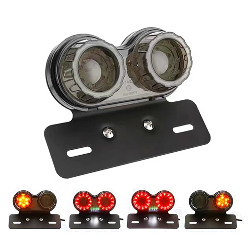 PerfecTech 40W 40-LED Motorcycle Tail Light Integrated Driving&Brake Light Turn Signal Lamp With License Plate Bracket for Harley Honda Yamaha Suzuki Kawasaki (Black)