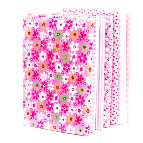 Zerone 7Pcs Assorted Fat Quarter Bundle Quilt Quilting Cotton Fabric Sewing DIY Set, Soft Touch, Handmade DIY, Small Cloth Bags, Craft and Art Supplies (Pink)