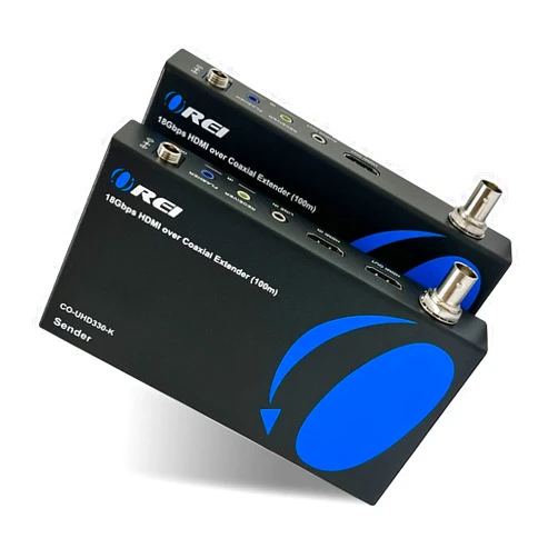 OREI 4K HDMI Over Coax Extender Upto 330 Feet - UltrHD HDMI 2.0 Over Coaxial Cable 75Ohm RG-6 Copper Dual Bidirectional IR Control, Audio Out CO-UHD330-K