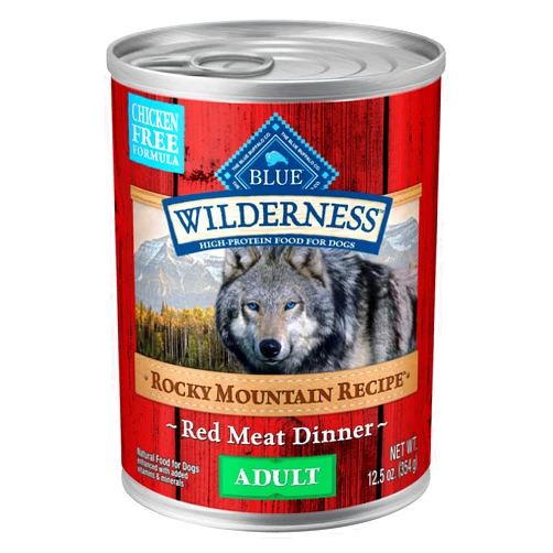 Blue Buffalo Wilderness Adult Wet Dog Food, High-Protein and Grain-Free, Made with Natural Ingredients, Rocky Mountain Recipe Red Meat Paté, 12.5-oz Can (12 count)