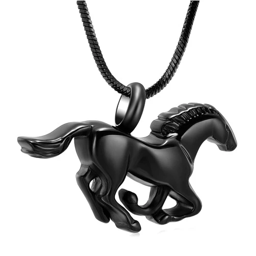 Minicremation Running Horse Shape Urn Pendant Cremation Ashes Jewelry Urn Necklace for Ashes Stainless Steel Funeral Keepsake Necklace