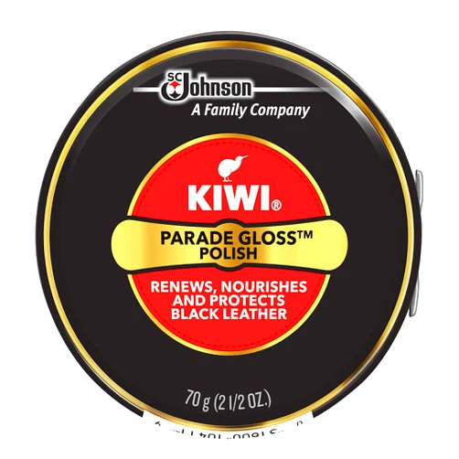 KIWI Black Parade Gloss Shoe Polish and Shine | Leather Shoe Care for Dress Shoes and Boots | Carnuba Wax | 2.5 Oz