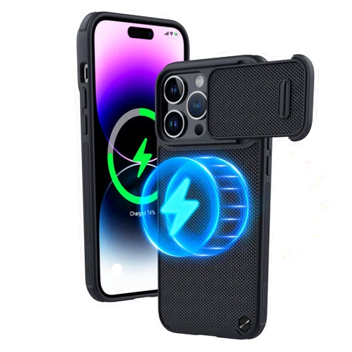 Nillkin for iPhone 14 Pro Max Magsafe Case with Camera Cover, CamShield Nylon Fiber 14 Pro Max 5G Car Mount Case 6.7’’, Built-in Strong Magnet Circle