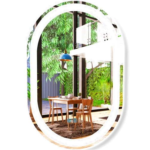 MEIOUKA 20 x 33 Inch Oval Lighted Vanity Mirror with Lights Oval LED Mirror for Bathroom Wall Mounted Oval Light up Mirror Dimmable 3 Color Light Oval Mirror Anti Fog 33