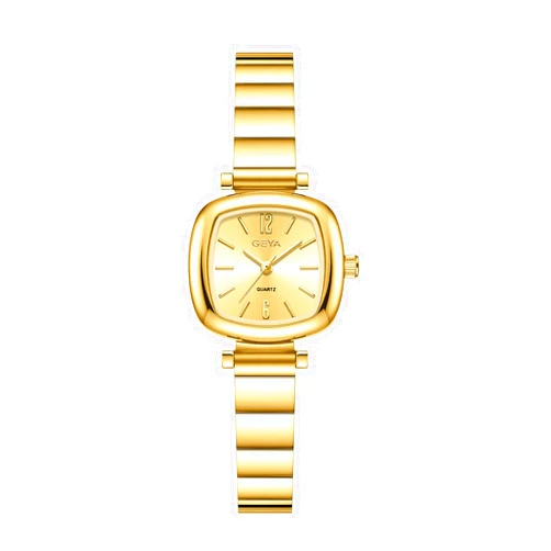 Redhai Golden Bracelet Girl's Wristwatch Delicate Square Blue Women's Gift Watches for Fashion Dress