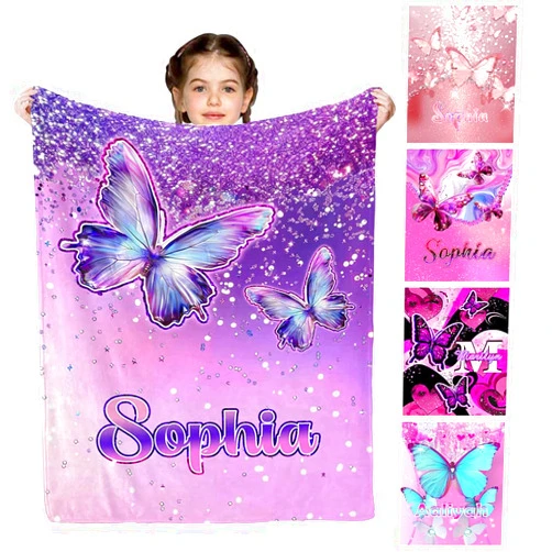 VIPOPSA Custom Name Blanket - Personalized for Kids, Girls, Boys - Memorial Gift - Baby Blankets