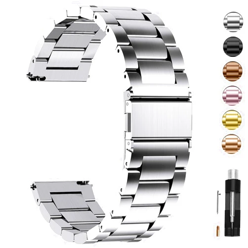 Fullmosa Watch Band, Quick Release Stainless Steel Replacement for Men Women, Metal Chain Watch Strap Width 16mm 18mm 19mm 20mm 22mm 24mm, Silver, 20mm