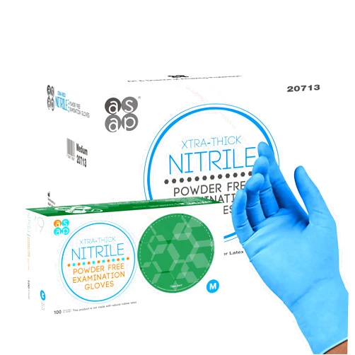 ASAP Blue Nitrile Powder Free Examination Gloves, Disposable, 4 mil, Medical, Food Safe, Tattoo, Cooking, Cleaning, Car