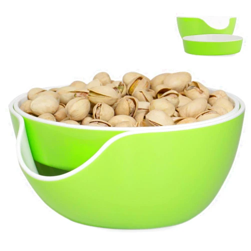 Stargoods Pistachio Bowl, Snack Serving Dish, Double Peanut Bowl with Nut Seeds Shell Candy Storage, Green