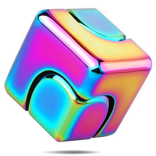 Dilabnba Infinity Cube Fidget Spinner Toy for Kid Adult, Metal EDC Fidget Block Figner Spinner 4 in 1 Focus Spinning Toy, Cool Sensory Desk Gadget Stress Relief Gift for Boy Girl Teen Men (Rainbow)