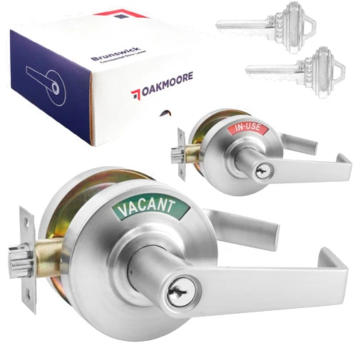 OAKMOORE Heavy Duty Keyed Entry Indicator Lever for Commercial Use in Restaurants, Gyms, Hospitals, Warehouses and Medical Facilities | Silver Vacant Engaged Lock with Key