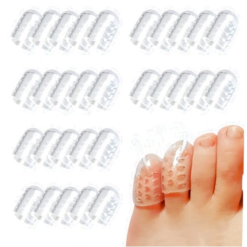 Hautllaif Silicone Anti-Friction Toe Protector, 30 Pcs Gel Toe Protectors Breathable Toe Covers, Soft Clear Little Toe Protectors Caps Guards for Men Women, Toe Sleeves for Corns, Blisters and Pain Relief