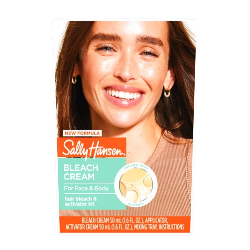Sally Hansen Bleach Cream for Facial & Body Hair | Vegan Formula with Glycerin | All Skin Types